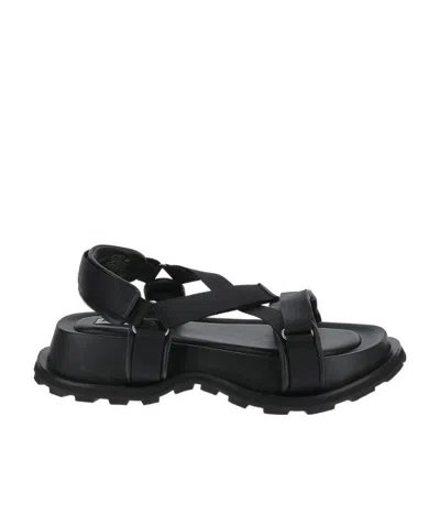 Jil Sander Touch-strap Flat Sandals In Black