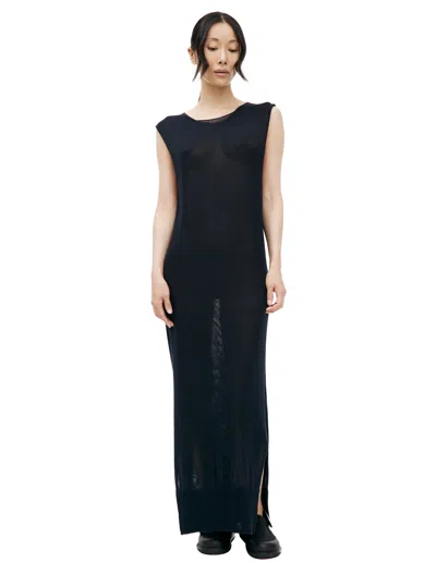 Jil Sander Translucent Cotton Dress In Black