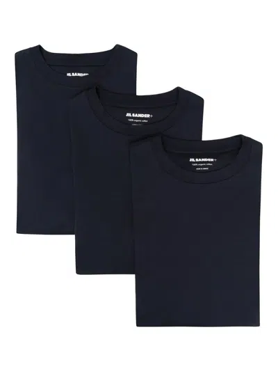 JIL SANDER TREE-PACK OF CREWNECK T-SHIRTS WITH APPLIQUE