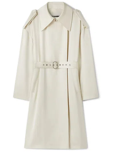 Jil Sander Belted Silk Twill Trench Coat In Neutrals