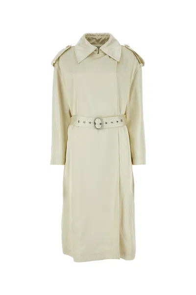 Jil Sander Viscose Blend Coat With Belted Waist In White