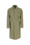 Jil Sander Army Green Cotton Trench Coat In Green
