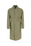 Jil Sander Army Green Cotton Trench Coat In Green