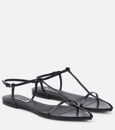 Jil Sander Black Sandals With Ankle Buckle Closure In Leather Woman