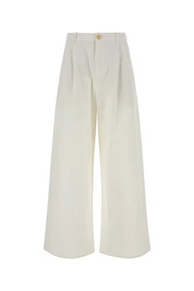 Jil Sander Wide-leg Cotton Trousers In White