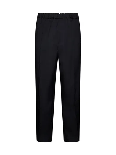 Jil Sander Elasticated Waistband Tapered Trousers In Black