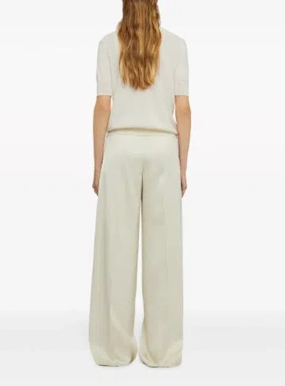 Jil Sander Beige High Waisted Tailoring Pants In Silk Blend Woman