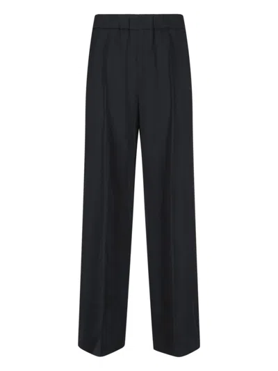Jil Sander Tailored Wide-leg Pants With Mid-rise Waistband In Blue