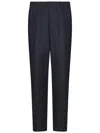 Jil Sander Cropped Tapered Blue Cotton Pants With Elastic Waistband In Blue