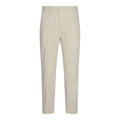 JIL SANDER JIL SANDER WHITE BEIGE COTTON PANTS
