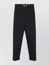 Jil Sander Relaxed Fit Black Wool Pants With Detachable Belt And Turn-up Hem In Black