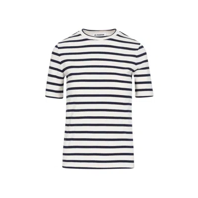 Jil Sander Striped Cotton Jersey T-shirt In White