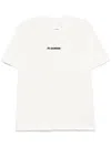 Jil Sander Men White Crewneck T-shirt With Logo Lettering On The Front In Cotton Man In White