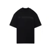 Jil Sander Round Neck Black Cotton T-shirt With Tonal Logo Print In Black