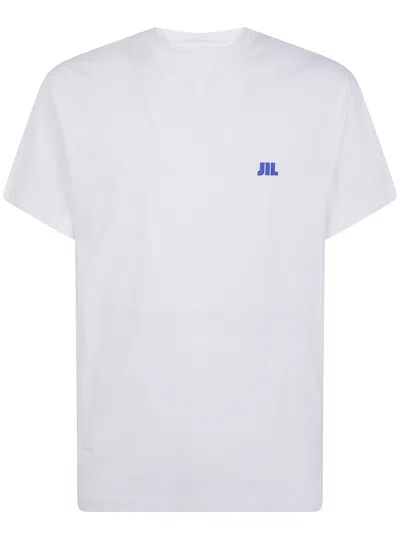 Jil Sander Cotton Crewneck T-shirt With Contrast Logo On Chest In White