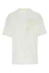 Jil Sander Cotton Crew Neck T-shirt With Fringed Brooch