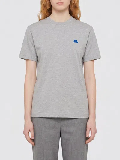 Jil Sander Logo-embroidered Cotton T-shirt In Gray