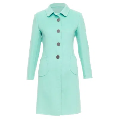 Jil Sander Turquoise Blue Angorawool Patch Pocket Minimal Coat Fr34 Xs