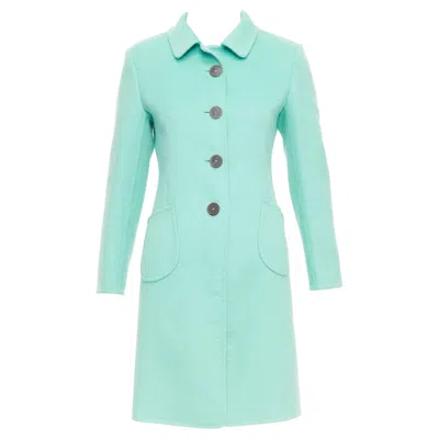Pre-owned Jil Sander Turquoise Blue Angorawool Patch Pocket Minimal Coat Fr34 Xs