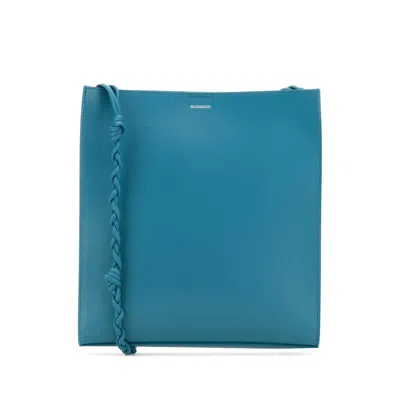 Jil Sander Turquoise Leather Medium Tangle Crossbody Bag In Blue