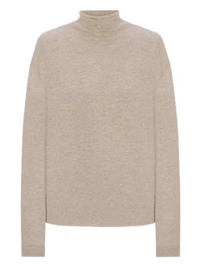 Jil Sander Turtleneck Cashmere Sweater In Brown