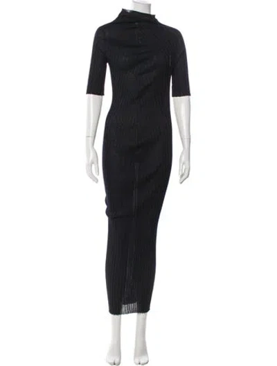 Pre-owned Jil Sander Turtleneck Long Dress In Blue