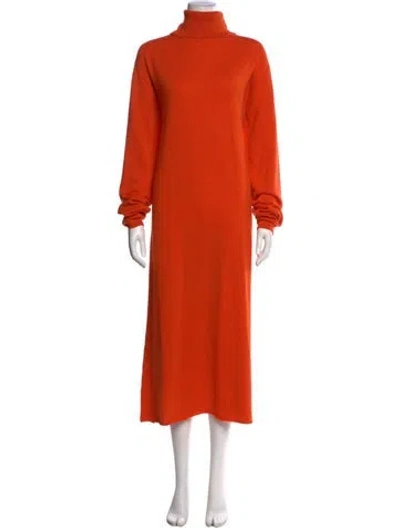 Pre-owned Jil Sander Turtleneck Long Dress In Orange