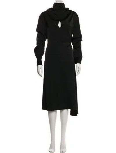 Pre-owned Jil Sander Turtleneck Midi Length Dress In Black