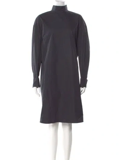 Pre-owned Jil Sander Turtleneck Midi Length Dress In Blue