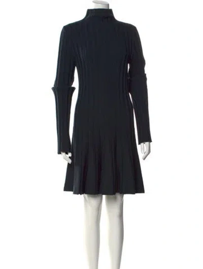 Pre-owned Jil Sander Turtleneck Mini Dress In Blue