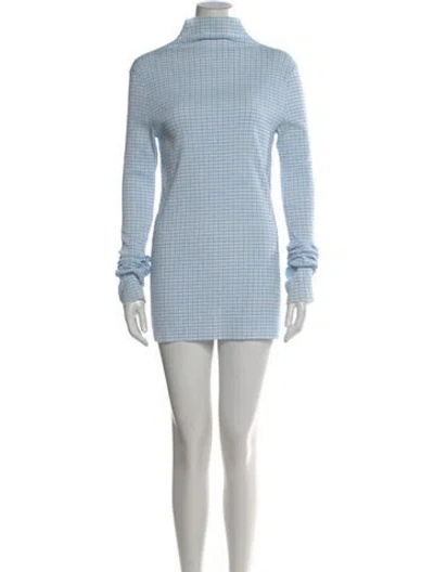 Pre-owned Jil Sander Turtleneck Mini Dress In Blue