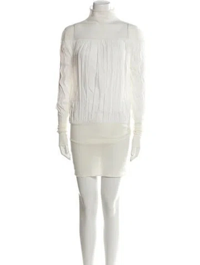 Pre-owned Jil Sander Turtleneck Mini Dress W/ Tags In Neutral