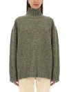 Jil Sander Alpaca Blend Knit Turtleneck Sweater In Green