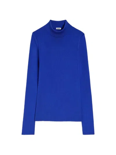 Jil Sander Turtleneck Sweater In Blue