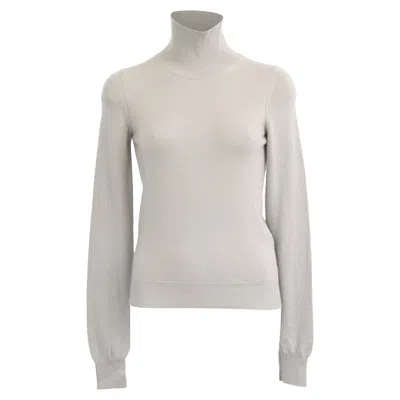Jil Sander Turtleneck Sweater In Grey Cashmere In White