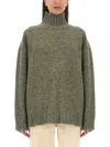 Jil Sander Alpaca Blend Knit Turtleneck Sweater In Military Green