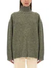 Jil Sander Alpaca Blend Knit Turtleneck Sweater In Military Green