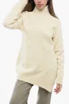 Jil Sander Turtleneck Sweater With Asymmetric Hem In White