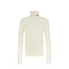 Jil Sander Turtleneck Sweater With Contrast Logo And Smooth Texture In White
