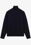 Jil Sander Turtleneck Wool Sweater In Blue