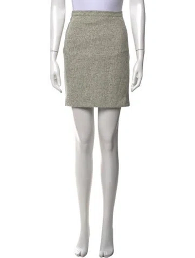 Pre-owned Jil Sander Tweed Pattern Mini Skirt In Green