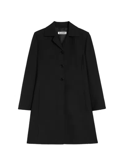 JIL SANDER TWILL-WEAVE SINGLE-BREASTED COAT