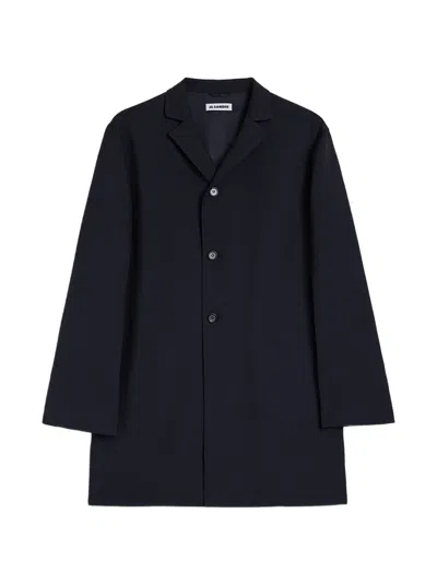 Jil Sander Twill Coat In Blue