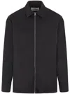 Jil Sander Black Zip-up Shirt With Contrasting Stitching In Tech Fabric Man In Black