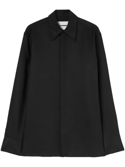 Jil Sander Twill Shirt In 黑色