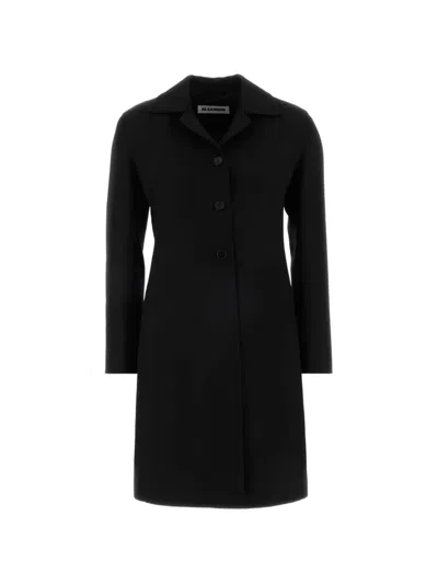 Jil Sander Twill-weave Single-breasted Coat In Black