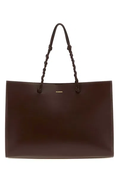 Jil Sander Twisted Rope Handle Tote Bag In Brown