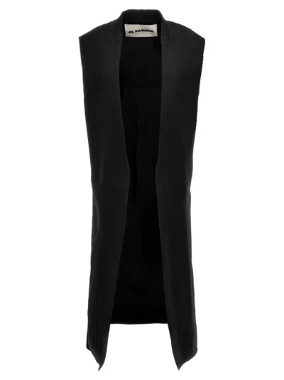 JIL SANDER TWO-MATERIAL LONG VEST