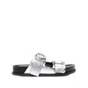 Jil Sander Black Leather Sandals With Buckle Detail In Gray