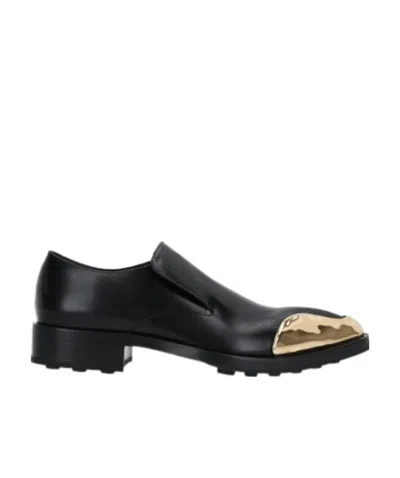 Jil Sander Two-tone Almond-toe Loafers In Black